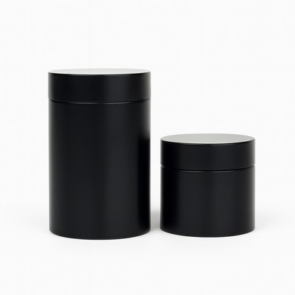 Black tea storage canisters in two sizes airtight containers for loose leaf tea and matcha