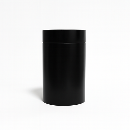 Tall black cylindrical tea storage container airtight canister for tea leaves