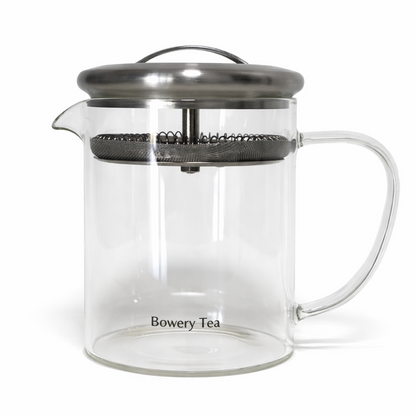 Bowery Tea borosilicate glass teapot with stainless steel infuser