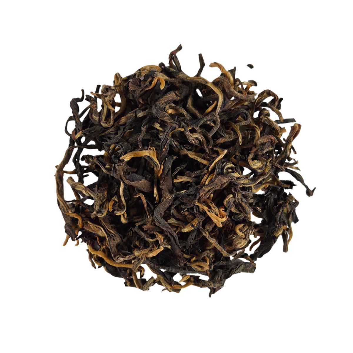 Golden Honey black tea dry loose leaf — dark twisted leaves with golden tips