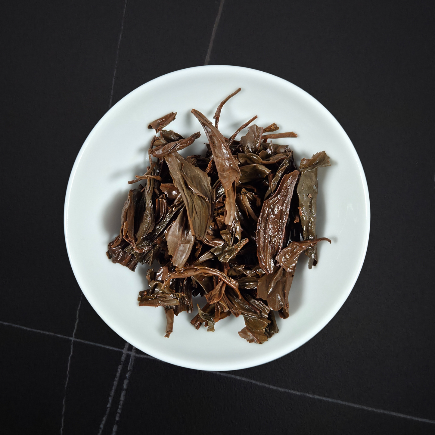 Close-up of China Zheng Shan black tea leaves