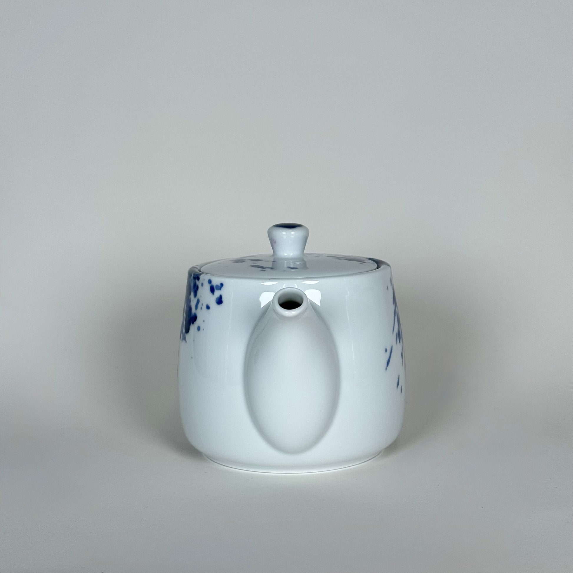 front view of Mino ware porcelain teapot showing handle and spout alignment miyama japan