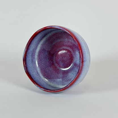 Top view of Crimson Dawn Japanese matcha bowl with smooth glazed interior for whisking matcha