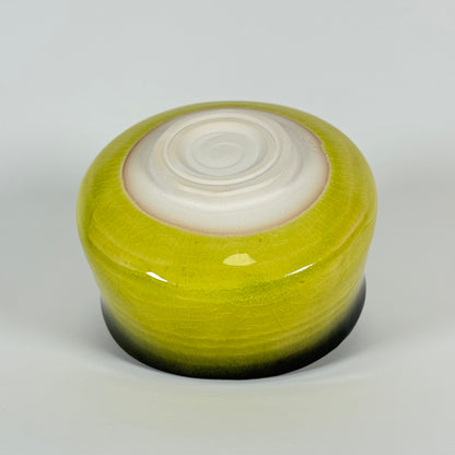 Base of Golden Dawn handmade Japanese ceramic matcha bowl with traditional foot ring