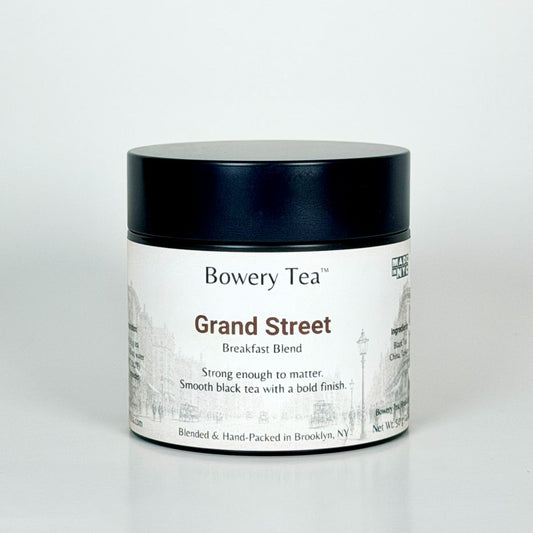 grand street bowery tea blend in a can