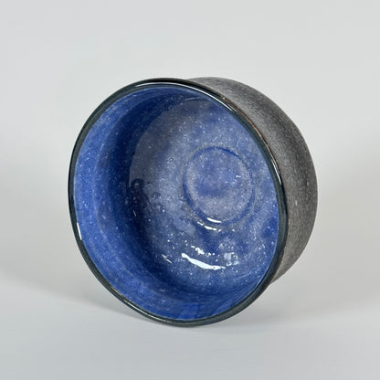 Top view of Midnight Wave Japanese matcha bowl showing deep cobalt blue glazed interior for whisking matcha