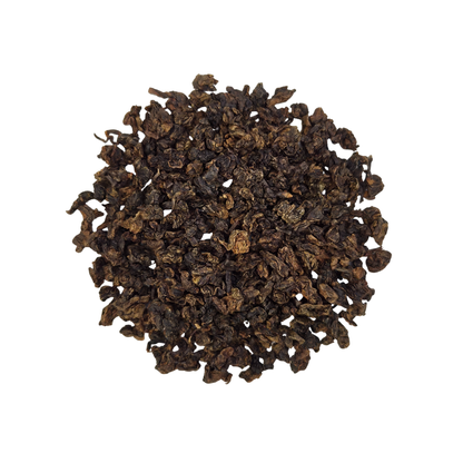 red oolong loose leaf tea from taiwan with dark rolled leaves