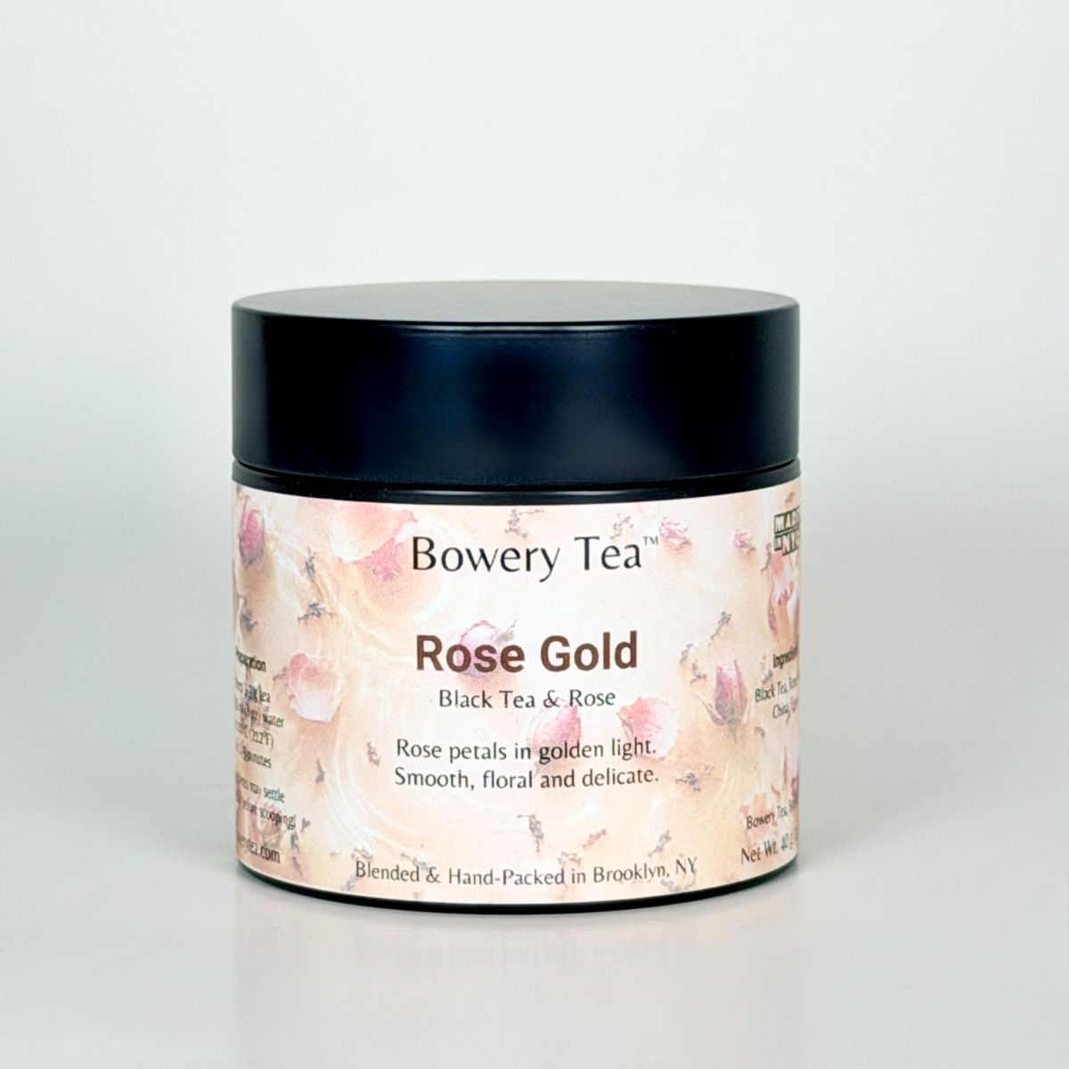 rose gold bowry tea blend in a can