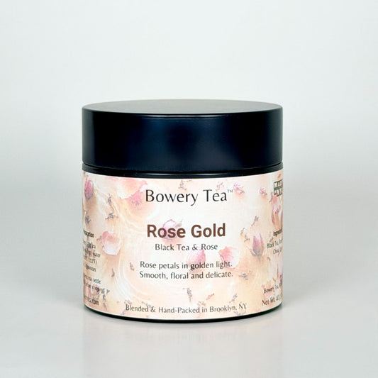 rose gold bowry tea blend in a can