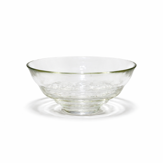 Handmade Tsugaru Vidro glass matcha bowl with textured heat-resistant glass for whisking matcha tea